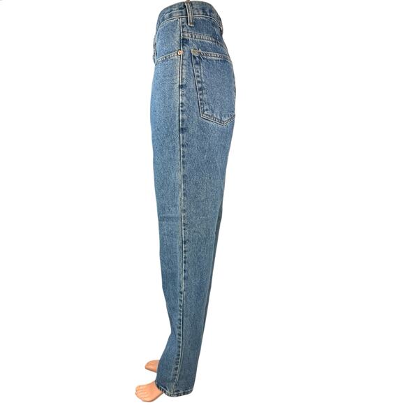 Express Bleu Blue Medium Wash Classic High Rise Straight Denim Jeans Size 7/8R - Picture 2 of 4